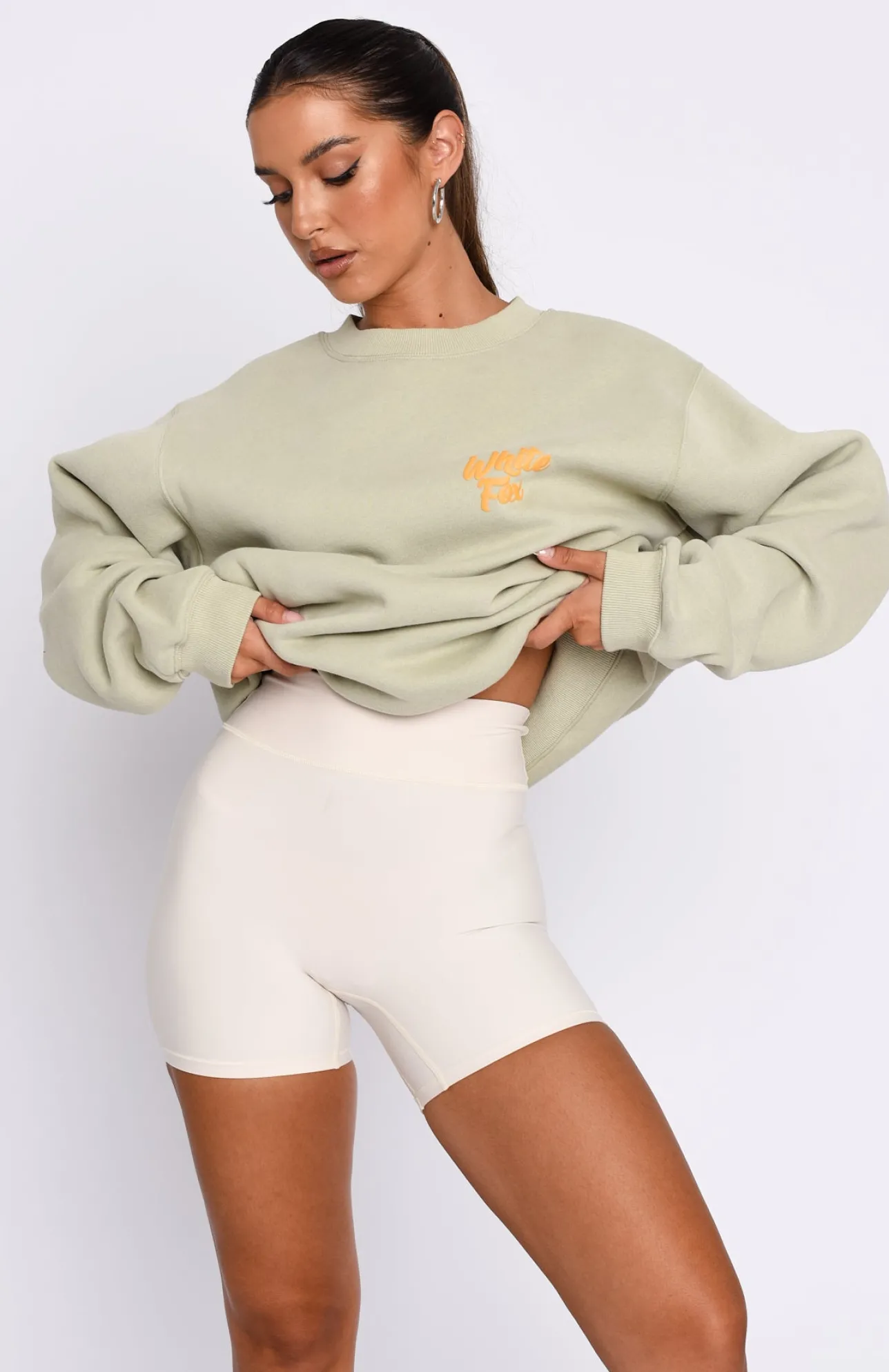 White Fox Boutique All Eyes On Us Oversized Sweater Light Khaki green Outlet