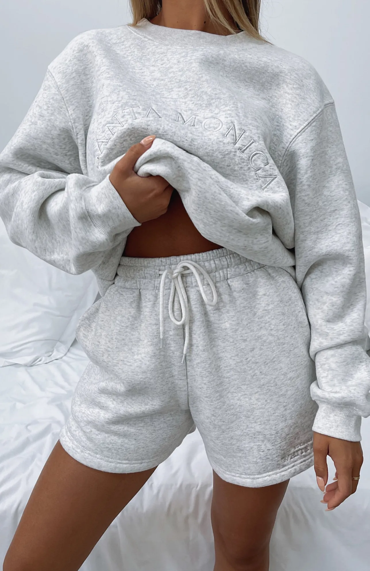 White Fox Boutique Along For The Ride Lounge Shorts Marle grey Flash Sale