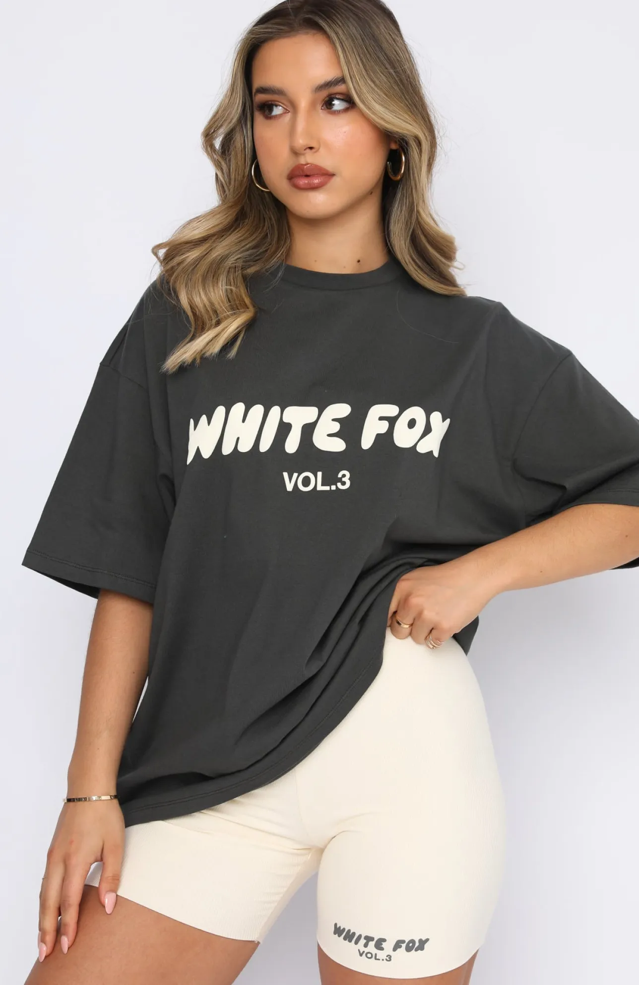 White Fox Boutique Offstage Oversized Tee Shadow grey Flash Sale