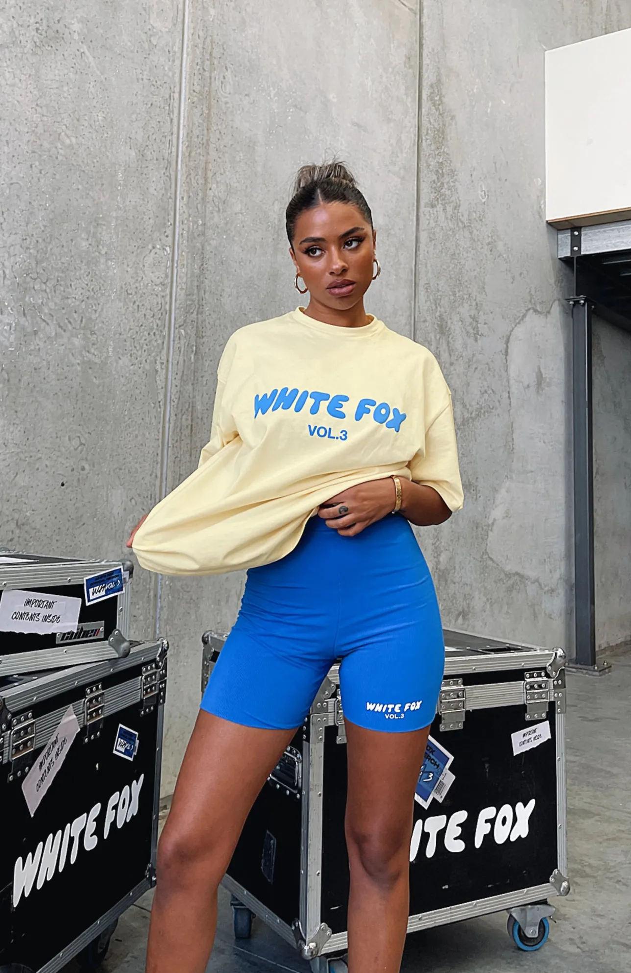 White Fox Boutique Offstage Ribbed Bike Shorts Azure blue Discount