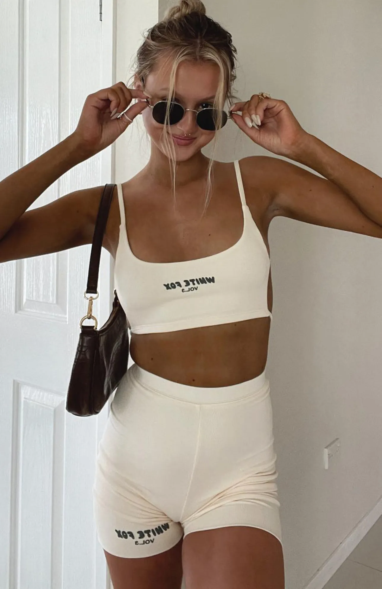 White Fox Boutique Offstage Ribbed Crop Vanilla nude Discount
